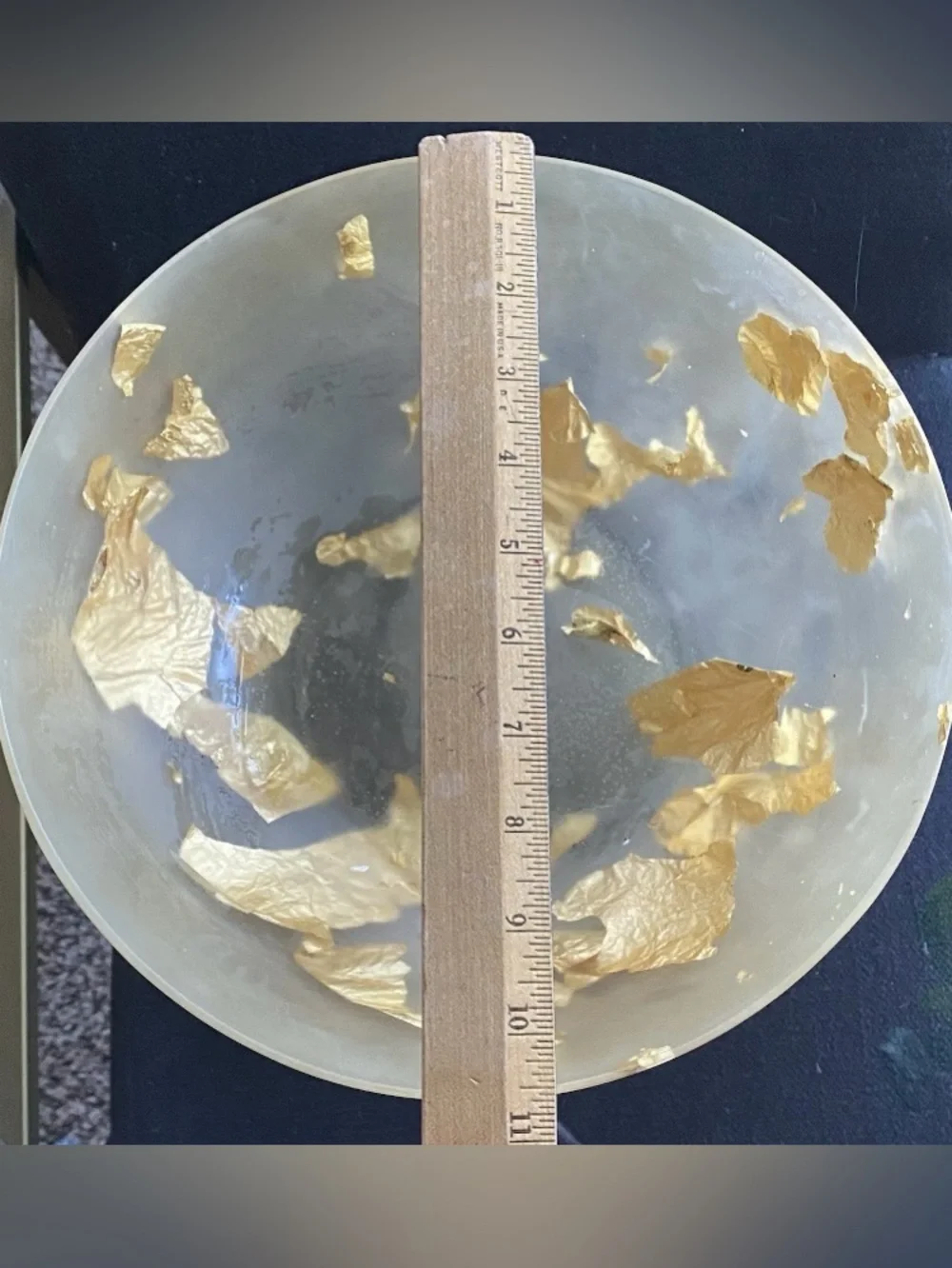 VTG Martha Sturdy Canada Resin Suspended Gold Foil Serving Bowl Spoon Fork 10.5”